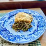 plate with cottage pie on table